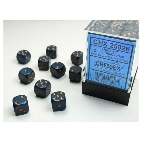 Opaque: 12mm D6 - Dusty Blue/Copper (36)