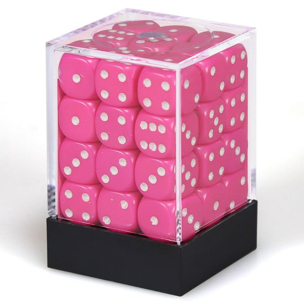 Opaque: 12mm D6 - Pink/White (36)