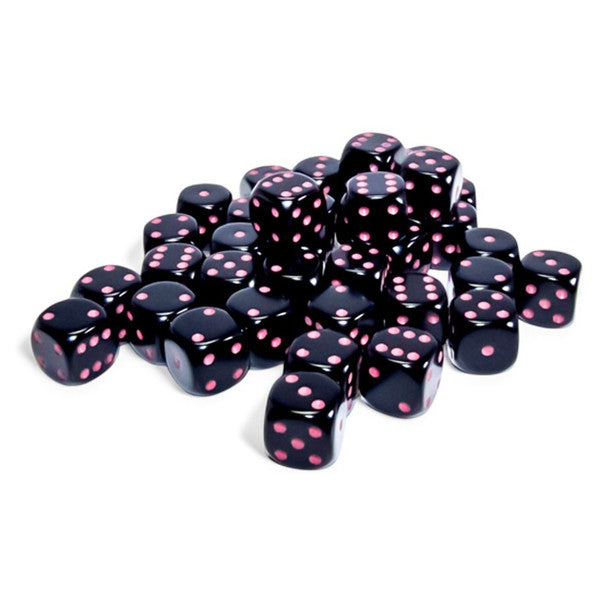 Opaque: 12 mm D6 - Black/Pink (36 dice)