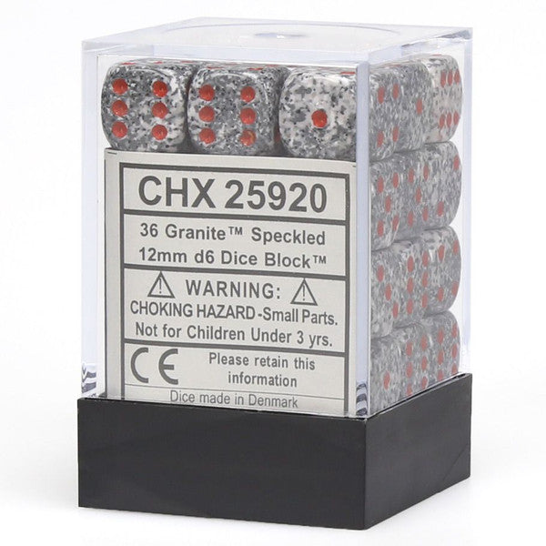 Speckled: 12mm D6 - Granite (36)