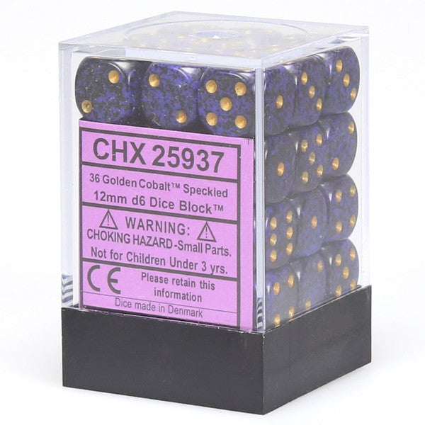 Speckled: 12mm D6 -  Golden Cobalt (36)