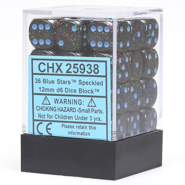 Speckled: 12 mm D6 - Blue Stars (36 dice)