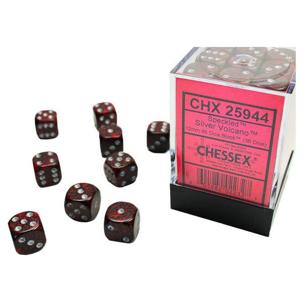 Speckled: 12mm D6 - Silver Volcano (36)