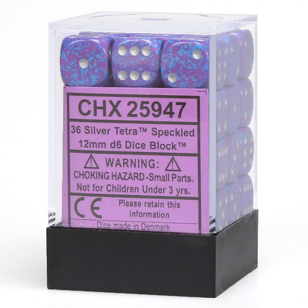 Speckled: 12mm D6 - Silver Tetra (36)