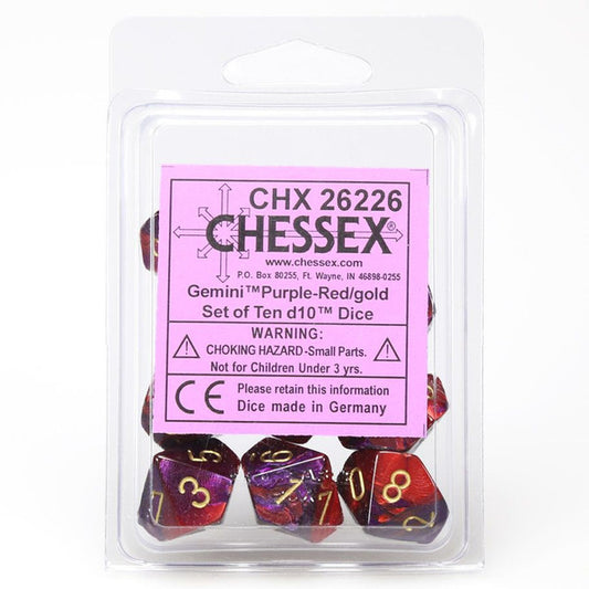 Gemini: D10 - Purple and Red/White (10 dice)