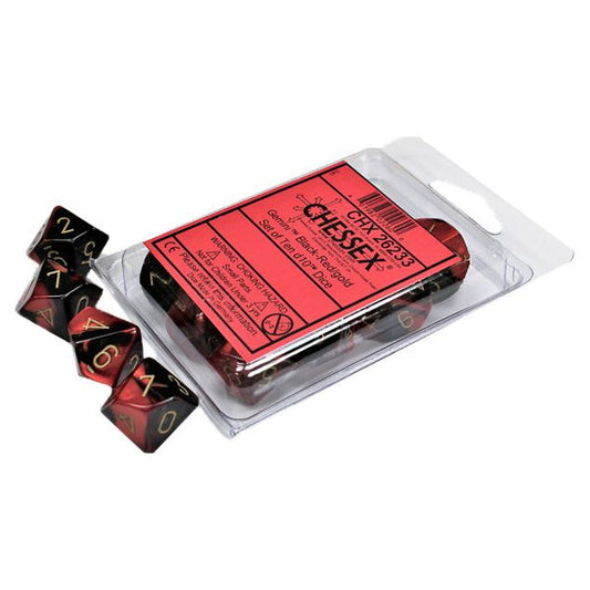 Gemini: D10 - Blackand Red/Gold (10 dice)