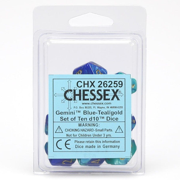 Gemini: D10 - Blue/Teal/Gold (10)
