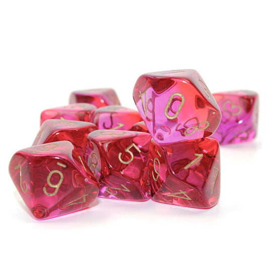 Gemini: D10 - Translucent Red-Violet/Gold (10 dice)