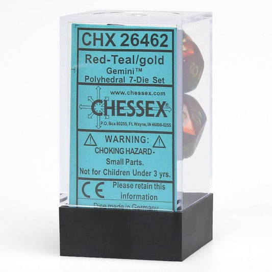 Gemini: Poly - Red and Teal/Gold (7 dice)