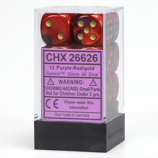 Gemini: 16mm D6 - Purple Red/Gold (12)
