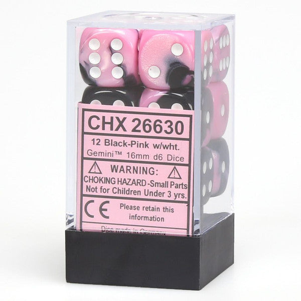Gemini: 16mm D6 - Black Pink/White (12)