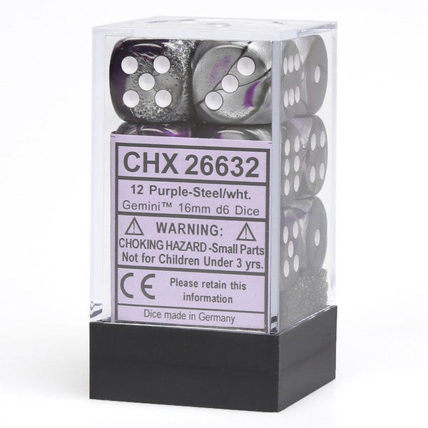 Gemini: 16mm D6 - Purple Steel/White(12)