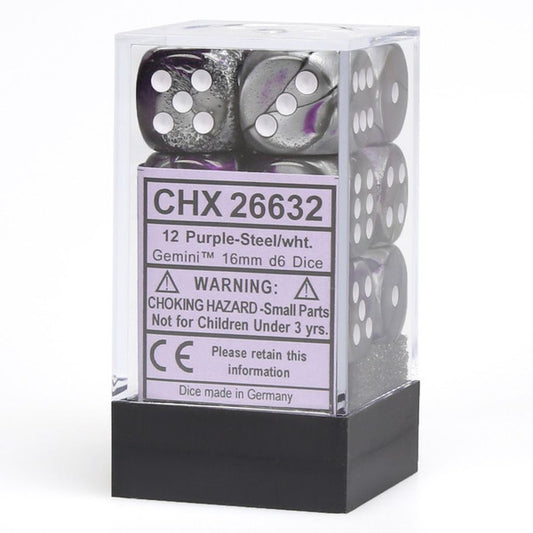 Gemini: 16mm D6 - Purple Steel/White(12)