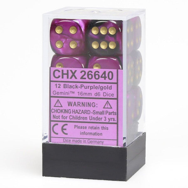 Gemini: 16mm D6 - Black Purple/Gold (12)