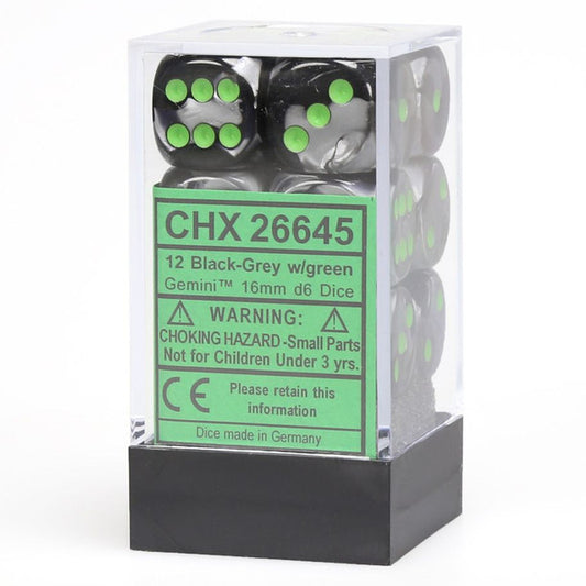 Gemini: 16mm D6 - Black Gray/Green (12)