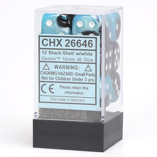 Gemini: 16mm D6 - Black Shell/White (12)