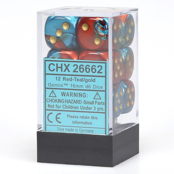 Gemini: 16mm D6 - Red/Teal/Gold (12)