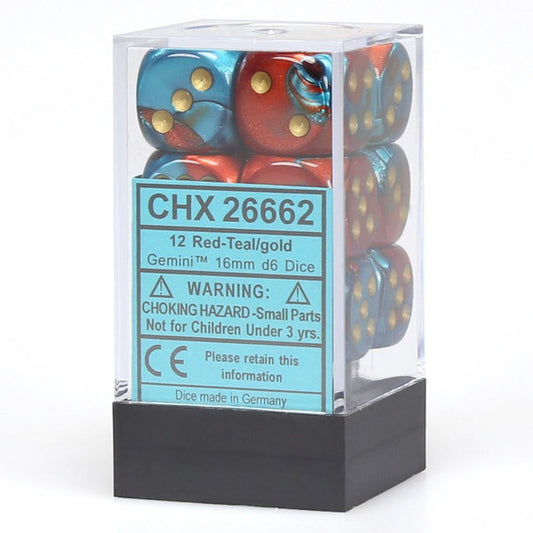 Gemini: 16mm D6 - Red/Teal/Gold (12)