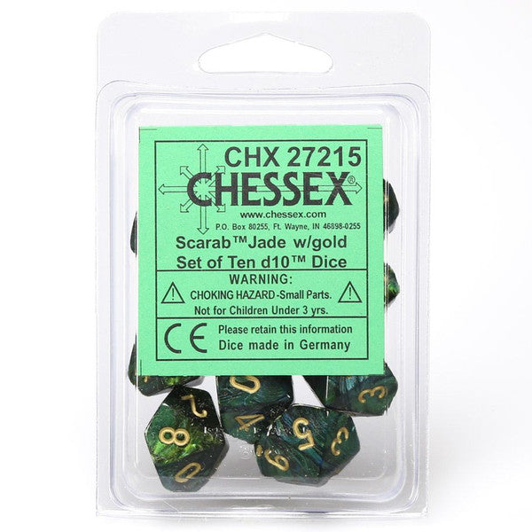 Scarab: D10 - Jade/Gold (10 dice)