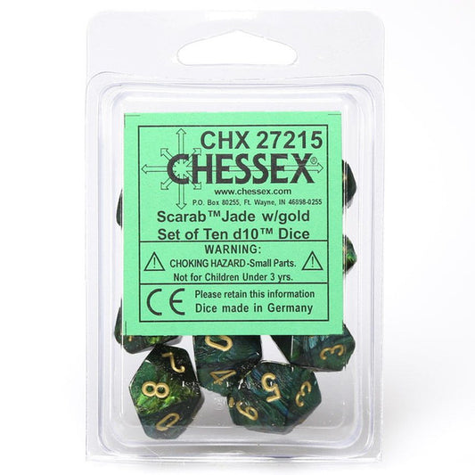 Scarab: D10 - Jade/Gold (10 dice)