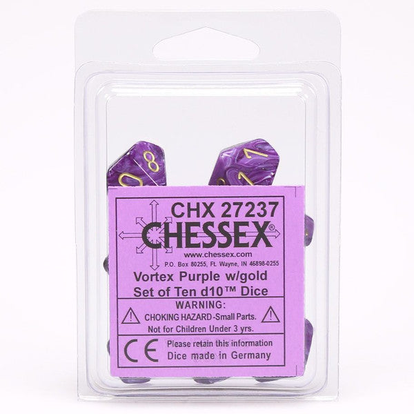 Vortex: D10 - Purple/Gold (10 dice)