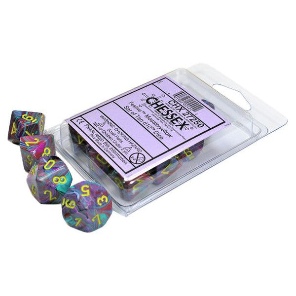 Festive: D10 - Mosaic/Yellow (10 dice)