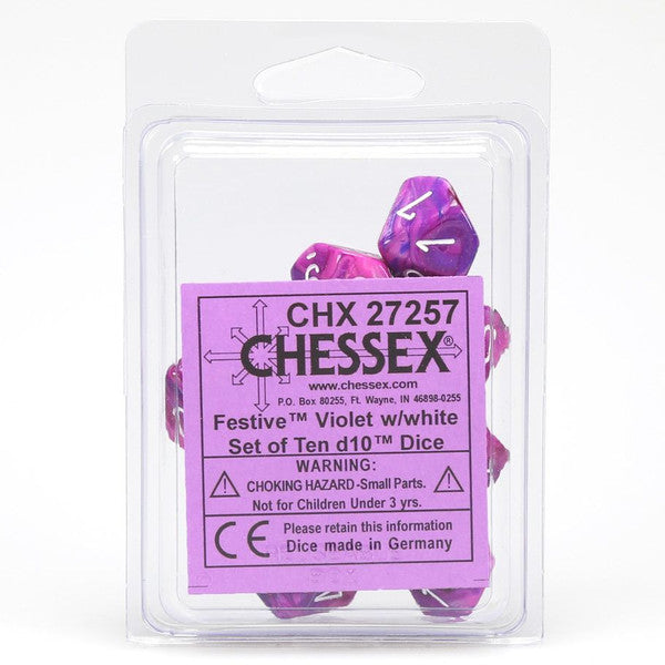 Festive: D10 - Violet/White (10 dice)
