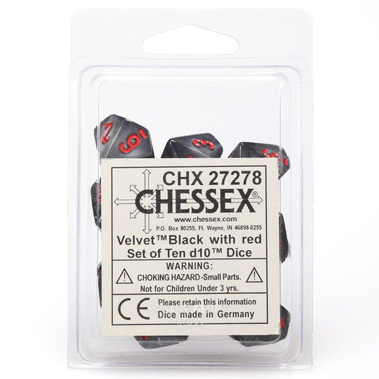 Velvet: D10 - Black/Red (10 dice)