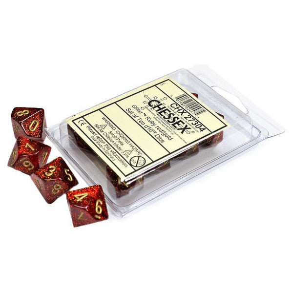Glitter: D10 - Ruby/Gold (10 dice)