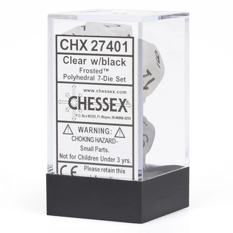 Frosted: Poly - Clear/Black (7 dice)