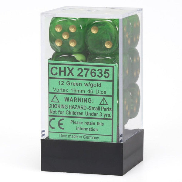 Vortex: 16mm D6 - Green/Gold/Black (12)