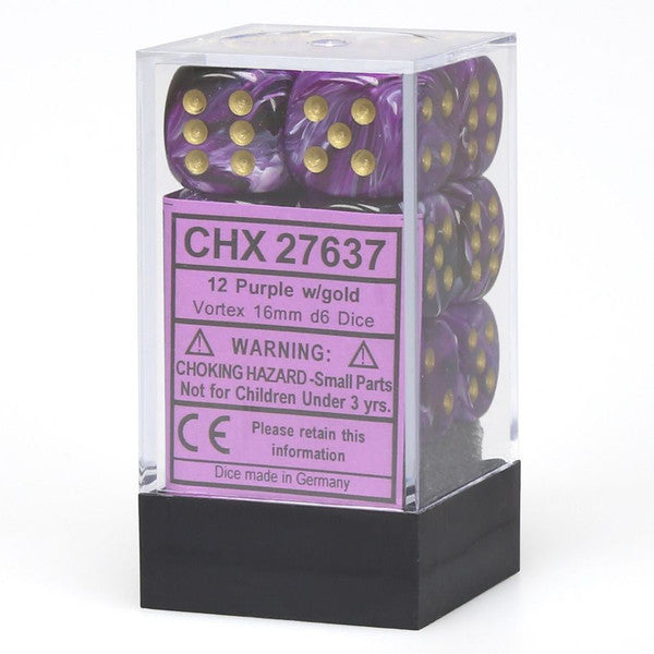Vortex: 16mm D6 - Purple/Gold/Black (12)