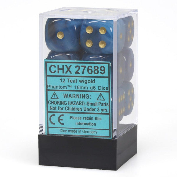 Phantom: 16mm D6 - Teal/Gold (12)