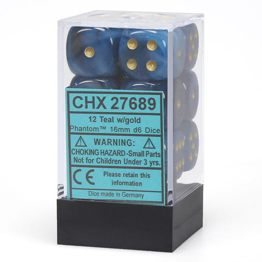 Phantom: 16mm D6 - Teal/Gold (12)