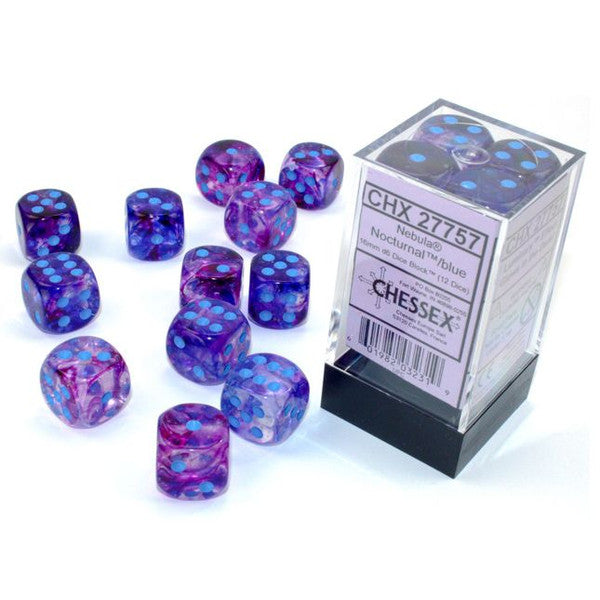 Nebula: 16 mm D6 - Nocturnal/Blue Luminary (12 dice)