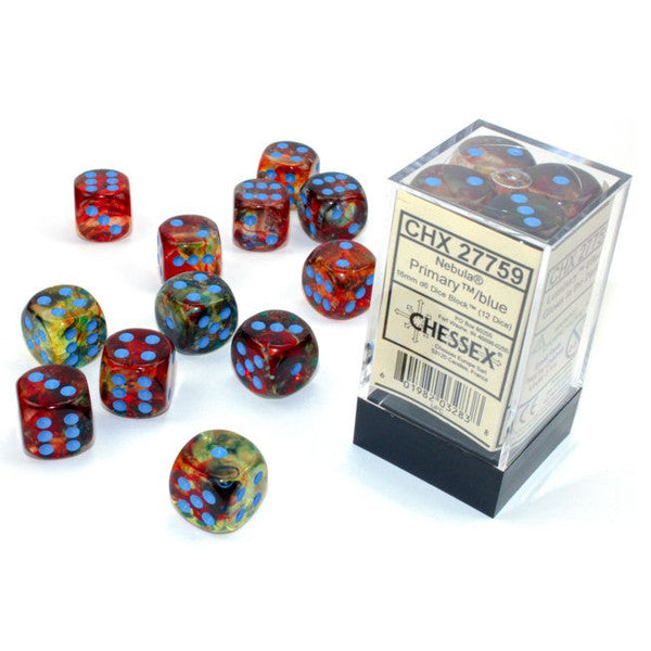 Nebula: 16 mm D6 - Primary/Turquoise Luminary (12 dice)