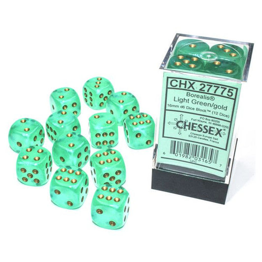 Borealis: 16mm D6 - Light Green/Gold Luminary (12)