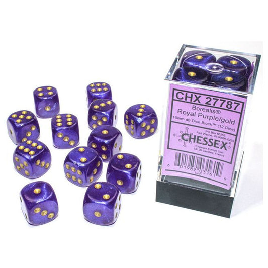 Borealis: 16mm D6 - Royal Purple/Gold Luminary (12)