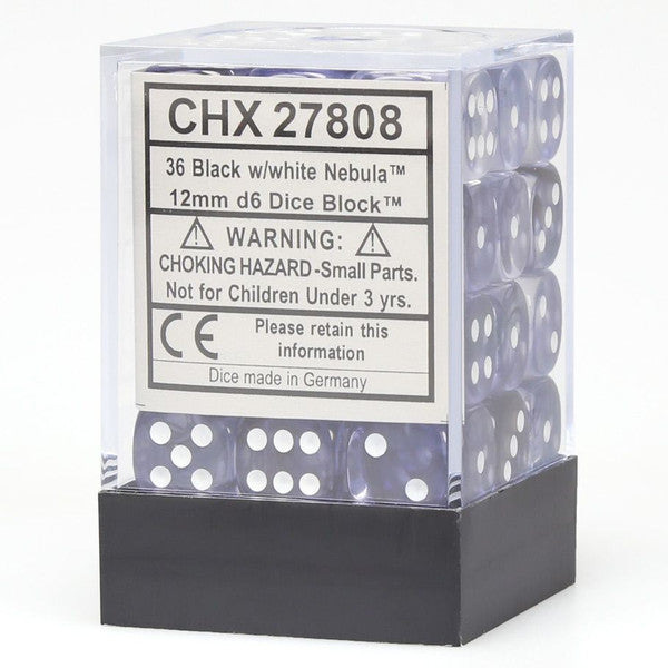 Nebula: 12 mm D6 - Black/White (36 dice)