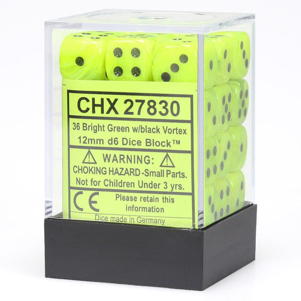 Vortex: 12mm D6 - Bright Green/Black (36)