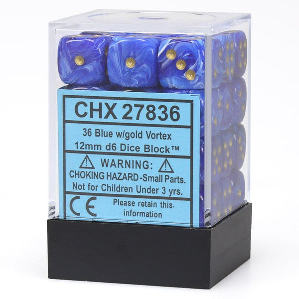 Vortex: 12mm D6 - Blue/Gold/Black (36)