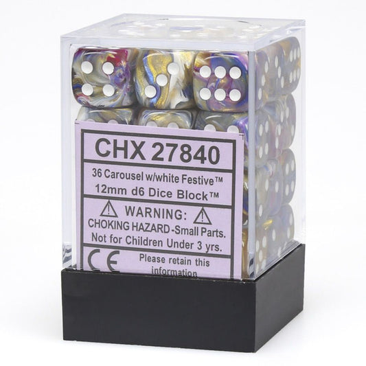 Festive: 12mm D6 - Carousel/White (36)
