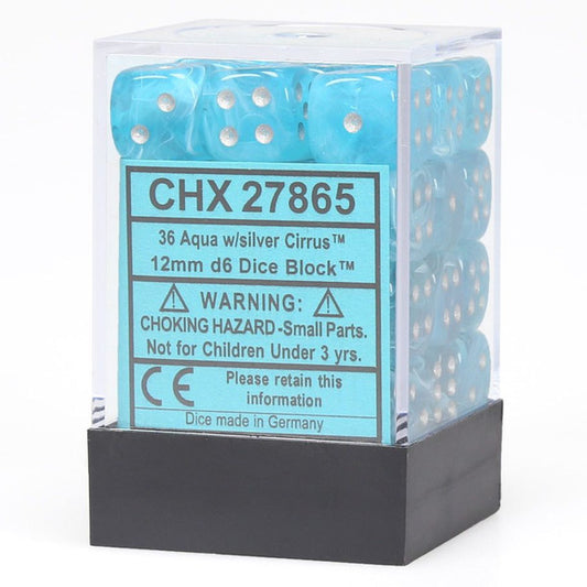 Cirrus: 12mm D6 - Aqua/Silver (36)