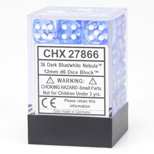 Nebula: 12mm D6 - Drk Blue/White/Black (36)