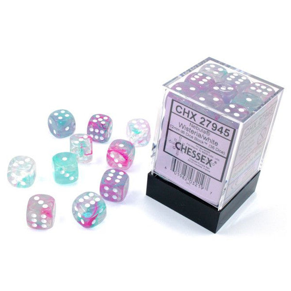 Nebula: 12 mm D6 - Wisteria/White Luminary (36 dice)