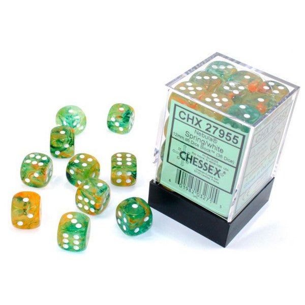 Nebula: 12 mm D6 - Spring/White Luminary (36 dice)