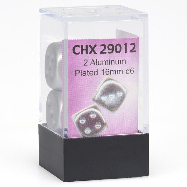 Aluminum-plated 16 mm D6 (2 dice)