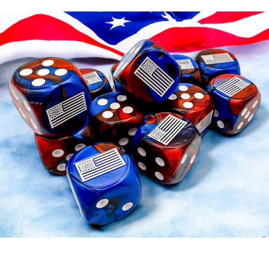 Gemini: 16 mm D6 - Opaque WW2 United States Blue Red/White (12 dice)