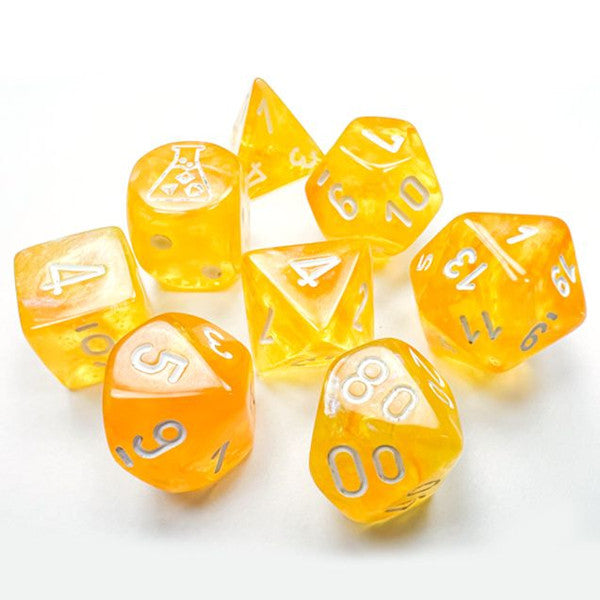 Lab Dice - Borealis: Poly - Canary/White Luminary (7 dice w/ bonus D6)