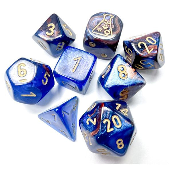 Lustrous: Poly - Azurite/Gold/Bonus (7 dice)